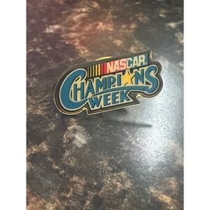NASCAR Champions Week Enamel Lapel Pin Gold Tone Blue Racing Sports Collectible